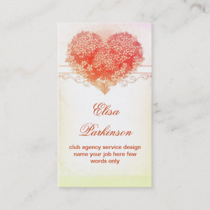 carte de visite coeur rouge amour fleurs vintage
