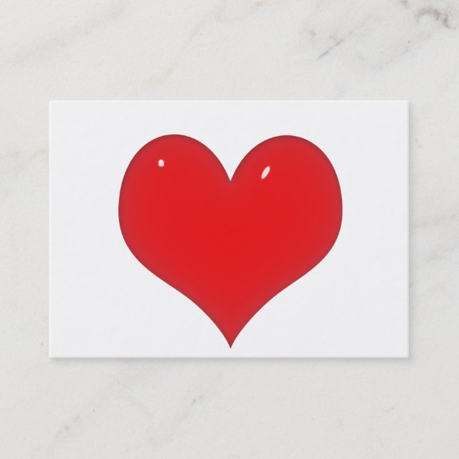 Carte De Visite Coeur rouge brillant (Devant)