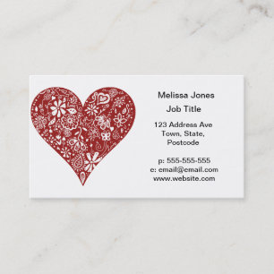 Carte De Visite Coeur rouge de griffonnage