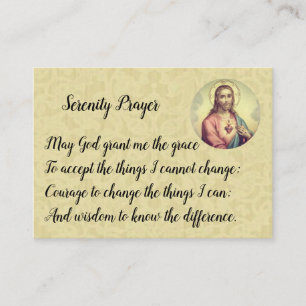 Carte De Visite Coeur sacré de prière de sérénité de Jésus
