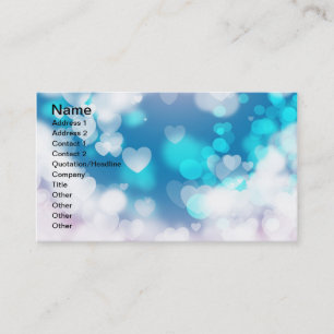 CARTE DE VISITE COEURS BLANC BLEU COUCHES BOKEH DIGITAL PAPIER