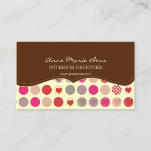 Carte De Visite Coeurs+Chocolat Pois