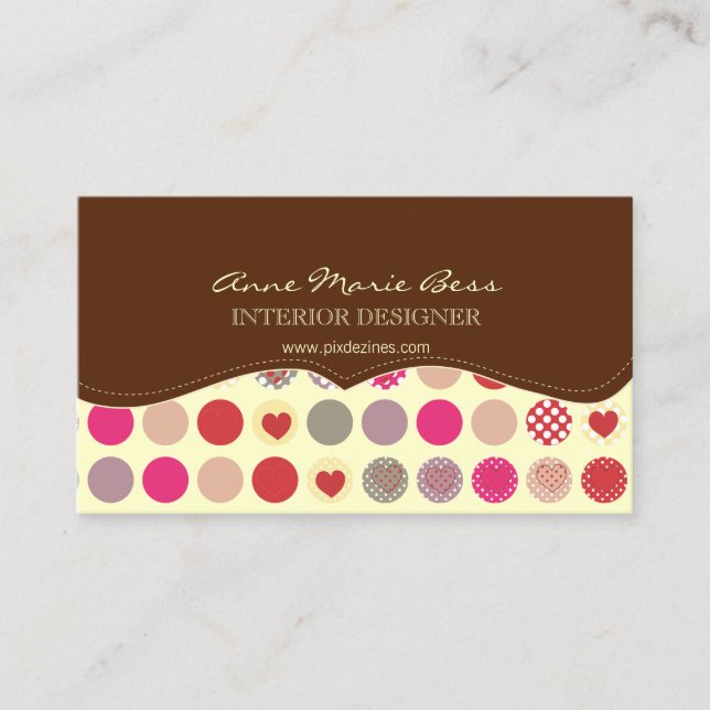 Carte De Visite Coeurs+Chocolat Pois (Devant)