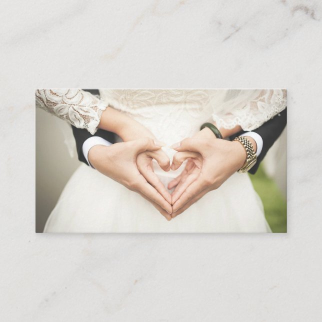 Carte De Visite Coeurs dans nos mains Mariage (Devant)