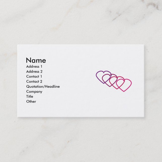 Carte de visite Coeurs d'interconnexion (Devant)