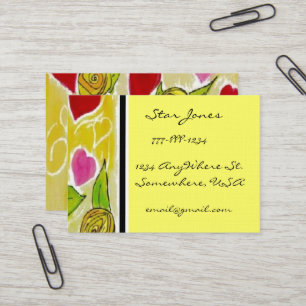 Carte De Visite Coeurs et fleurs jaunes et rouges