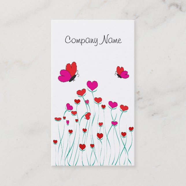 Carte De Visite Coeurs et papillons Valentine Love (Devant)