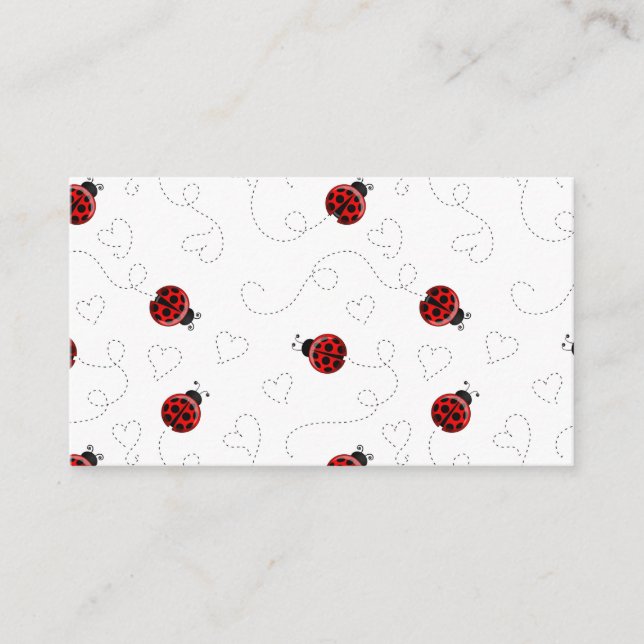 Carte De Visite Coeurs noirs de l'amant de l'insecte rouge Ladybug (Devant)