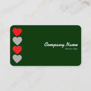 Carte De Visite Coeurs papier 01 - Blanc sur Vert foncé