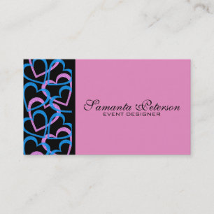 Carte De Visite Coeurs rose et bleu Motif Abstrait