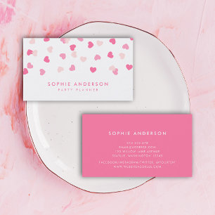 Carte De Visite Coeurs roses éparpillés Confetti