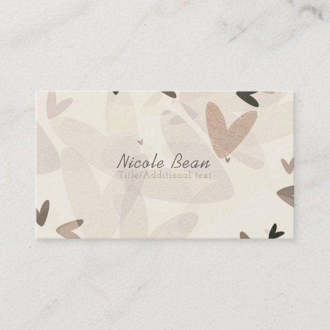 Carte De Visite Coeurs roses et taupes Moderne Chic Whimsical (Devant)
