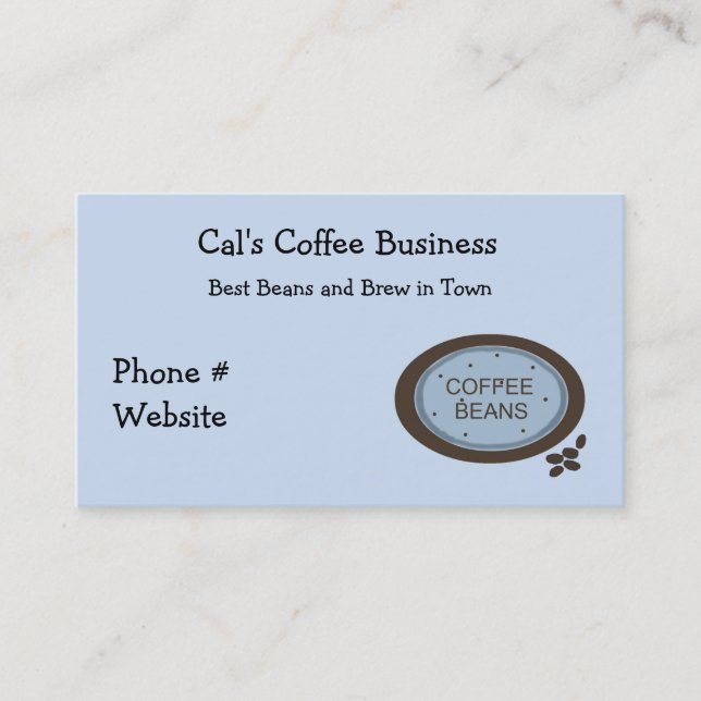 Carte De Visite Coffee Bean Connexion en bleu et Brown (Devant)