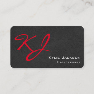 Carte De Visite Coiffeur à cheveux rouge gris monogramme tendance