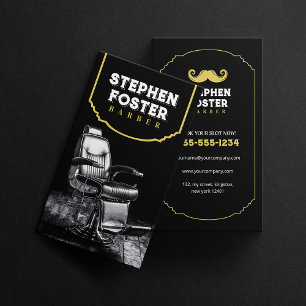 Carte De Visite Coiffeur Barbier Noir Vintage