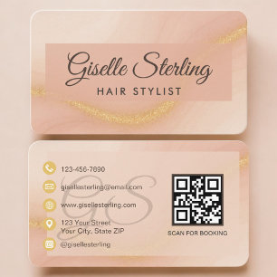 Carte de Visite Coiffeur Beige Neutre Code QR