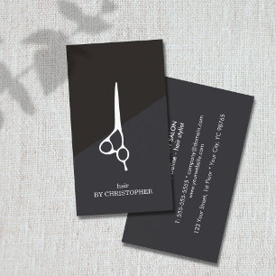 Carte De Visite Coiffeur blanc noir bleu-foncé moderne de ciseaux