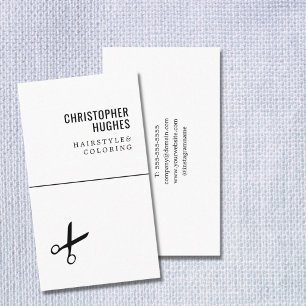 Carte De Visite Coiffeur blanc noir frais de ciseaux de