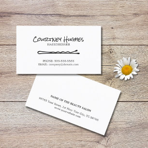 Carte De Visite Coiffeur blanc noir simple élégant minimaliste