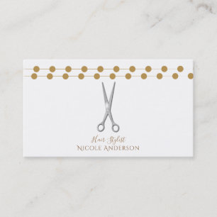 Carte De Visite Coiffeur Ciseaux d'argent Minimaliste Chic Or