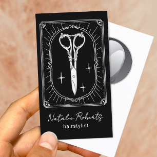 Carte De Visite Coiffeur Ciseaux Vintage Dessin Salon Noir