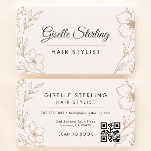 Carte De Visite Coiffeur Code QR Floral Professionnel