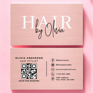 Carte de visite coiffeur Code QR Typographie métal