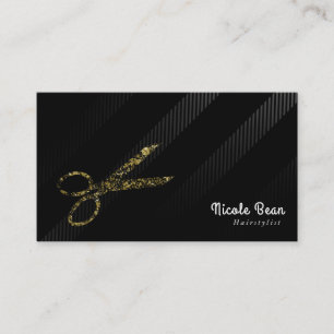 Carte De Visite Coiffeur Coiffeuse Or et Noir Chic Glamour
