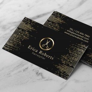 Carte De Visite Coiffeur de salon de ciseaux Logo tendance Noir & 