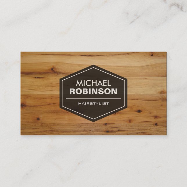 Carte De Visite Coiffeur - Design moderne en bois (Devant)
