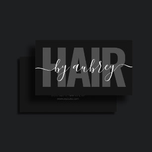 Carte De Visite Coiffeur Écriture Moderne Minimaliste Gras Noir