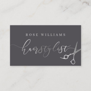 Carte De Visite Coiffeur élégante de ciseaux gris et argent