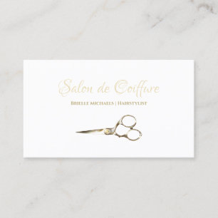 Carte De Visite Coiffeur en or simple Ciseaux Salon de coiffure