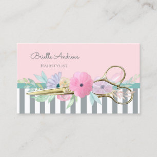 Carte De Visite Coiffeur Fleur Pastel