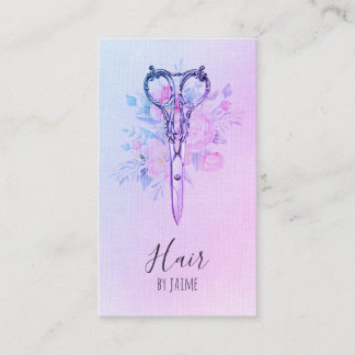 Carte De Visite coiffeur floral vintage de styliste en coiffure de