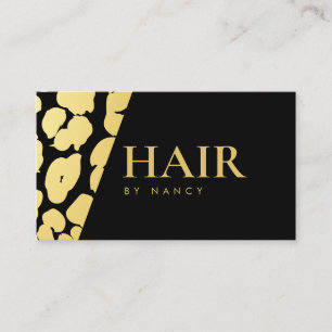 Carte De Visite Coiffeur Imprimé Léopard Glam Gold