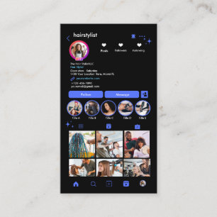 Carte De Visite Coiffeur Instagram Bleu Scannez pour Connecter Q