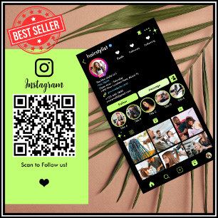 Carte De Visite Coiffeur Instagram Vert Citron Scannez pour vous c