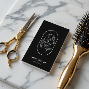 Carte De Visite Coiffeur Luxe   Code QR du Salon de Coiffure Line 