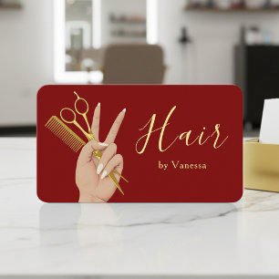 Carte De Visite Coiffeur Luxueux Coiffeur Moderne Rouge Or