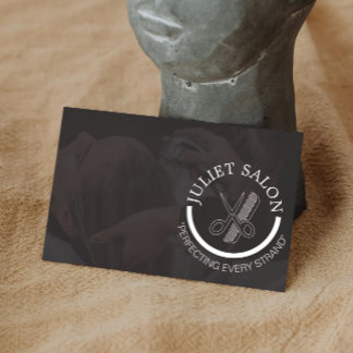 Carte De Visite Coiffeur Minimaliste Noir et Blanc Monochrome
