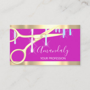 Carte De Visite Coiffeur moderne Ciseaux Coiffeur Rose