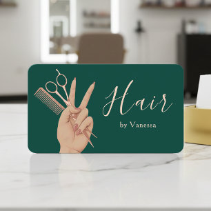 Carte De Visite Coiffeur Moderne Coiffeuse Rose Or Vert