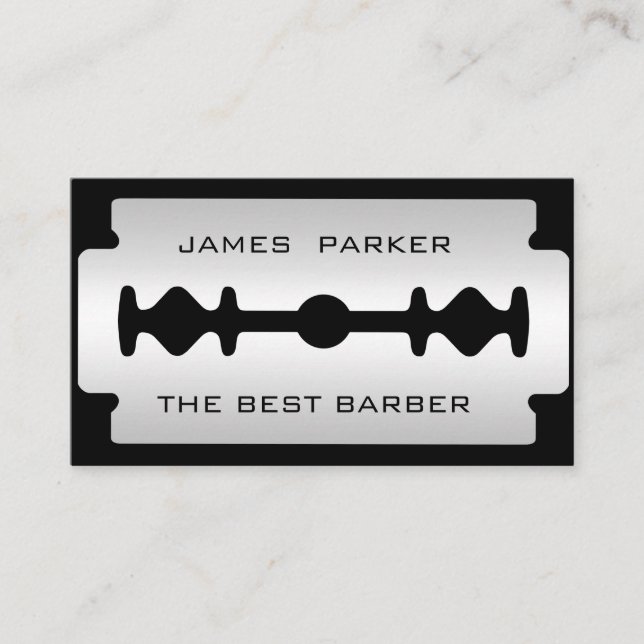 Carte De Visite Coiffeur moderne de logo de lame de rasoir de (Devant)