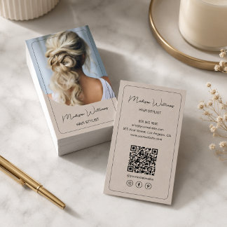 Carte De Visite Coiffeur Moderne Photo Beige