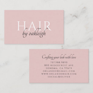 Carte De Visite Coiffeur Moderne Typographie Minimaliste Rose Pous