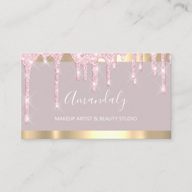 Carte De Visite Coiffeur Nails Lash Maquillage Artiste Déchets Ros (Devant)