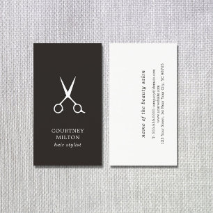 Carte De Visite Coiffeur noir et blanc simple minimaliste