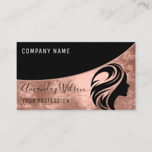 Carte De Visite Coiffeur professionnel Styliste Logo Rose Moderne