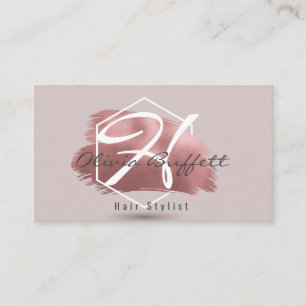 Carte De Visite Coiffeur rose moderne de maquillage d'or